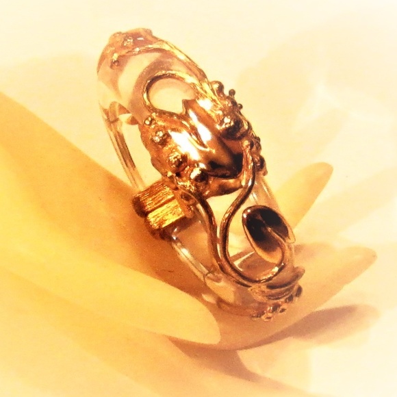 Vintage Early Inna Cytrine Lucite Gold Bracelet - Picture 4 of 8